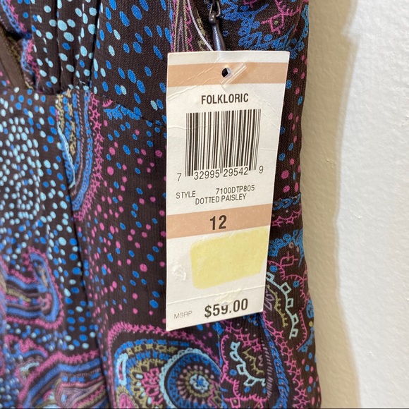 Style and Co  Dotted Paisley Folkloric VNeck Handkerchief Dress Size 12 - Picture 13 of 13